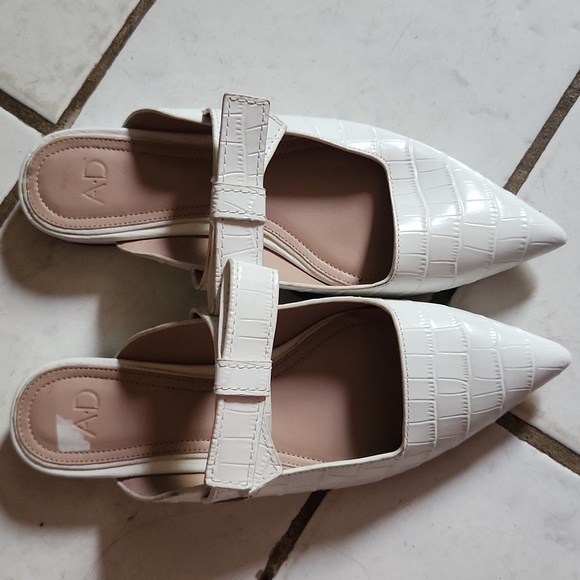 AD & Daughters Shoes 6.5 Jemma Croc White Leather Flat Pointed Slip On Mule - Picture 8 of 11